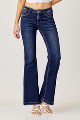 RISEN Women's Full Size Low Rise Flare Jeans - Vintage Style Denim